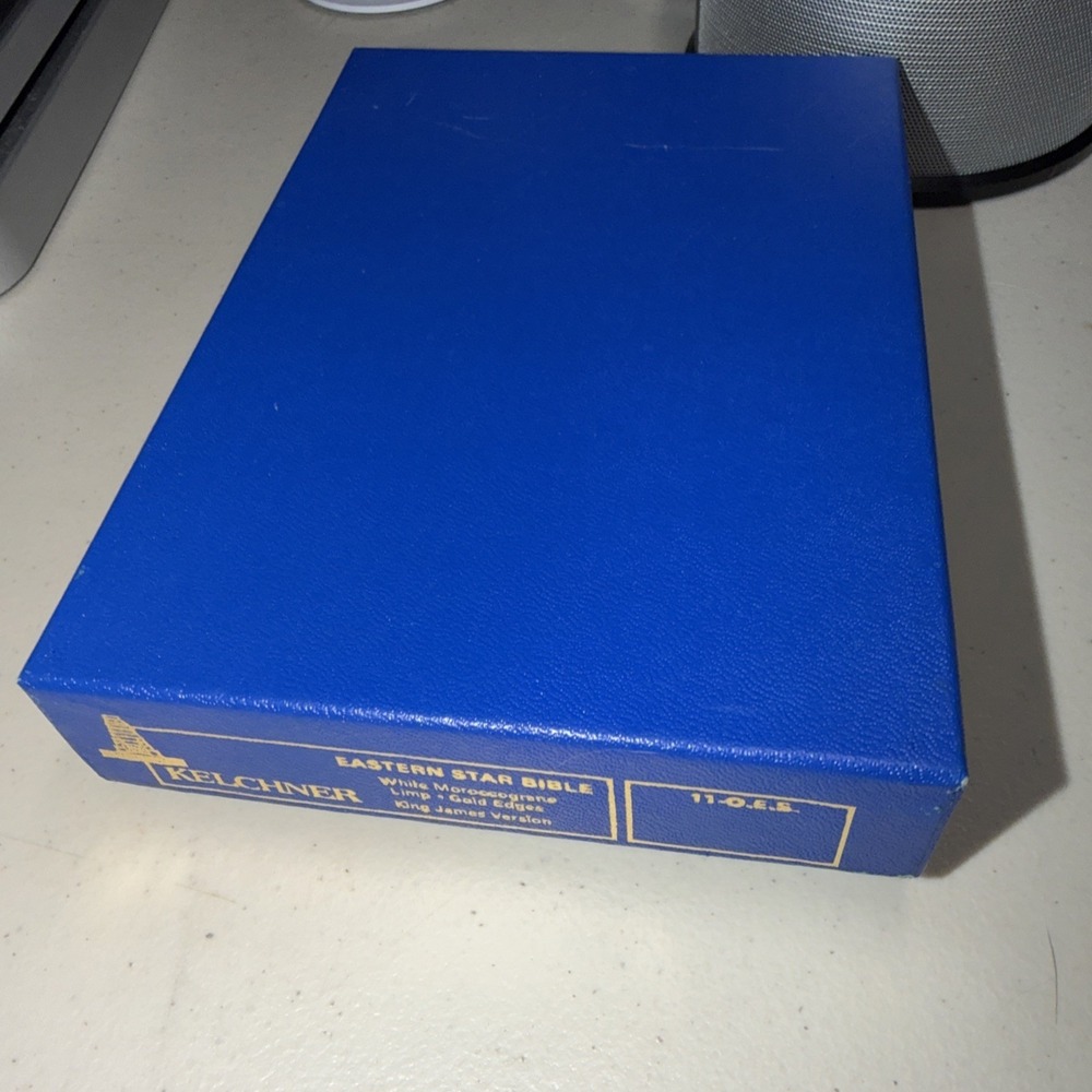 Eastern Star Holy Bible KJV White Morocco Leather Masonic Kelchner Personalized - Picture 2 of 8